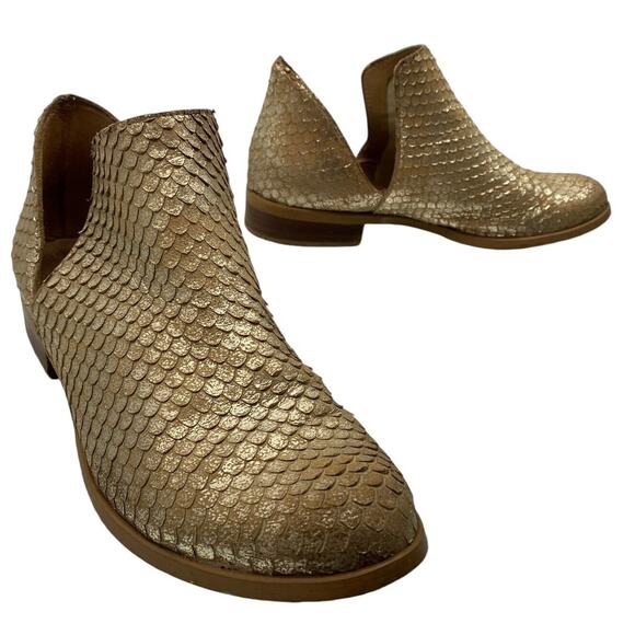 Sundance Animal Scale Gold Metallic Slip-on Booties Women Size US 8.5 EU 39 - Picture 1 of 11
